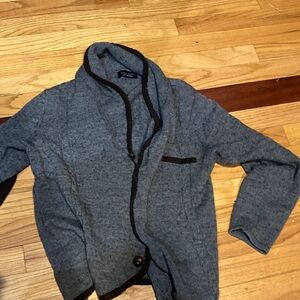 Zara Gray Knit Cardigan with Dark Trim